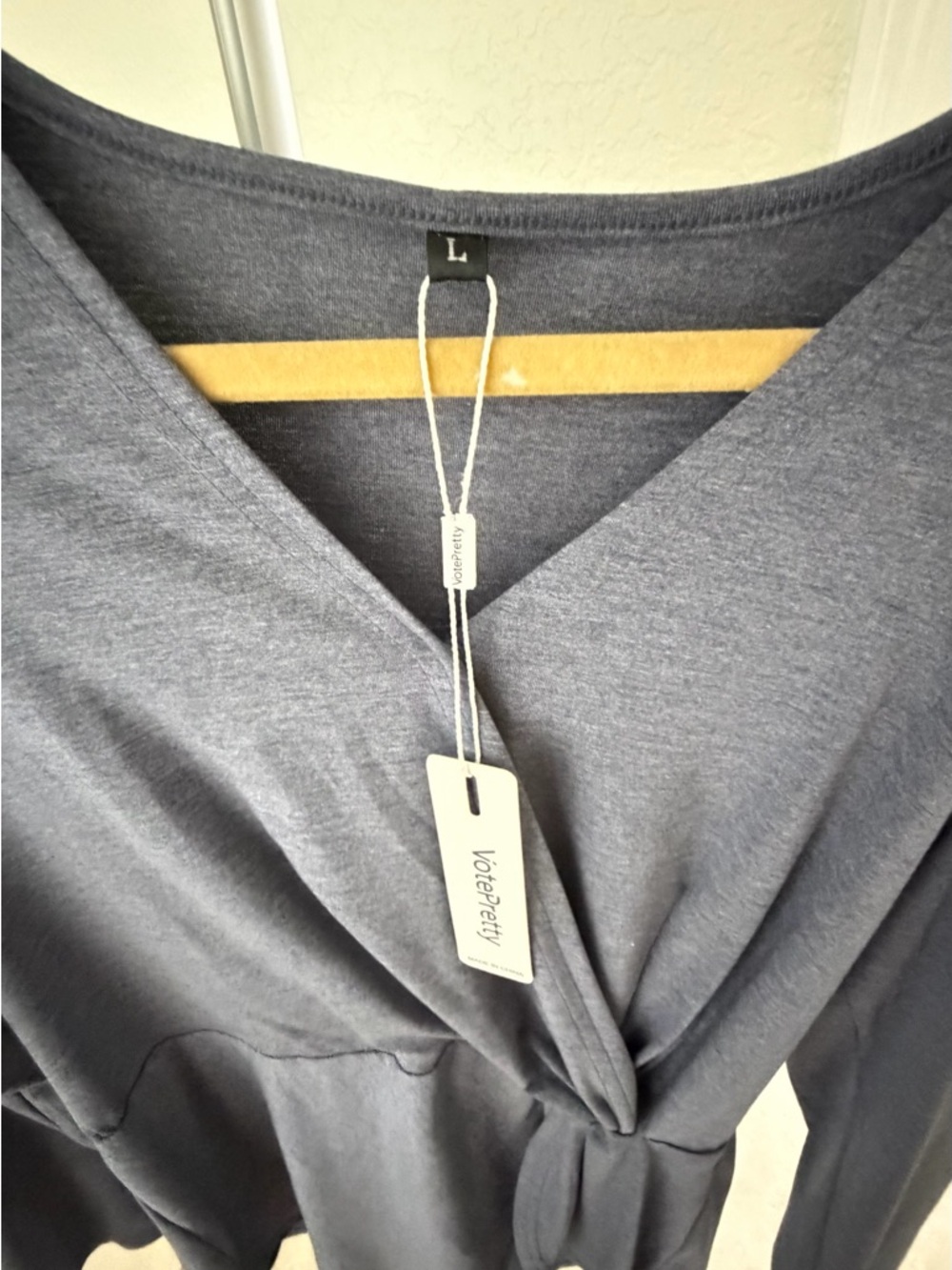 Gray Long Sleeve Wrap Top - Picture 2 of 4